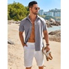 image:imageCOOFANDY Mens Button Down Short Sleeve Shirt Casual Beach Linen Shirts Wedding Summer Vacation ShirtLight Grey