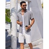 image:imageCOOFANDY Mens Button Down Short Sleeve Shirt Casual Beach Linen Shirts Wedding Summer Vacation ShirtLight Grey