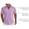 image:imageCOOFANDY Mens Button Down Short Sleeve Shirt Casual Beach Linen Shirts Wedding Summer Vacation ShirtLight Purple