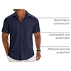 image:imageCOOFANDY Mens Button Down Short Sleeve Shirt Casual Beach Linen Shirts Wedding Summer Vacation ShirtNavy Blue