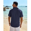 image:imageCOOFANDY Mens Button Down Short Sleeve Shirt Casual Beach Linen Shirts Wedding Summer Vacation ShirtNavy Blue