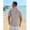 image:imageCOOFANDY Mens Button Down Short Sleeve Shirt Casual Beach Linen Shirts Wedding Summer Vacation ShirtStone