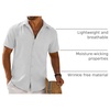 image:imageCOOFANDY Mens Button Down Short Sleeve Shirt Casual Beach Linen Shirts Wedding Summer Vacation ShirtWhite