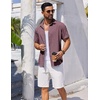 image:imageCOOFANDY Mens Button Down Short Sleeve Shirt Casual Beach Linen Shirts Wedding Summer Vacation ShirtWine Red