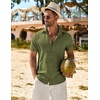 image:imageCOOFANDY Mens Button Down Short Sleeve Shirt Casual Beach Shirt Summer Vacation Textured ShirtsArmy Green