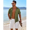 image:imageCOOFANDY Mens Button Down Short Sleeve Shirt Casual Beach Shirt Summer Vacation Textured ShirtsArmy Green
