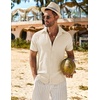image:imageCOOFANDY Mens Button Down Short Sleeve Shirt Casual Beach Shirt Summer Vacation Textured ShirtsBeige