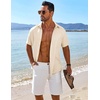 image:imageCOOFANDY Mens Button Down Short Sleeve Shirt Casual Beach Shirt Summer Vacation Textured ShirtsBeige