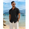 image:imageCOOFANDY Mens Button Down Short Sleeve Shirt Casual Beach Shirt Summer Vacation Textured ShirtsBlack
