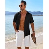 image:imageCOOFANDY Mens Button Down Short Sleeve Shirt Casual Beach Shirt Summer Vacation Textured ShirtsBlack