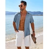 image:imageCOOFANDY Mens Button Down Short Sleeve Shirt Casual Beach Shirt Summer Vacation Textured ShirtsDark Blue