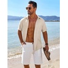 image:imageCOOFANDY Mens Button Down Short Sleeve Shirt Casual Beach Shirt Summer Vacation Textured ShirtsDark Khaki