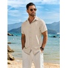 image:imageCOOFANDY Mens Button Down Short Sleeve Shirt Casual Beach Shirt Summer Vacation Textured ShirtsDark Khaki