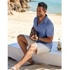 image:imageCOOFANDY Mens Button Down Short Sleeve Shirt Casual Beach Shirt Summer Vacation Textured ShirtsDenim Blue