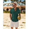 image:imageCOOFANDY Mens Button Down Short Sleeve Shirt Casual Beach Shirt Summer Vacation Textured ShirtsGreen