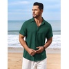 image:imageCOOFANDY Mens Button Down Short Sleeve Shirt Casual Beach Shirt Summer Vacation Textured ShirtsGreen