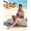 image:imageCOOFANDY Mens Button Down Short Sleeve Shirt Casual Beach Shirt Summer Vacation Textured ShirtsKhaki