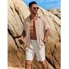 image:imageCOOFANDY Mens Button Down Short Sleeve Shirt Casual Beach Shirt Summer Vacation Textured ShirtsKhaki