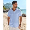 image:imageCOOFANDY Mens Button Down Short Sleeve Shirt Casual Beach Shirt Summer Vacation Textured ShirtsLight Blue