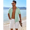 image:imageCOOFANDY Mens Button Down Short Sleeve Shirt Casual Beach Shirt Summer Vacation Textured ShirtsMint Green