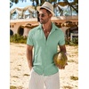 image:imageCOOFANDY Mens Button Down Short Sleeve Shirt Casual Beach Shirt Summer Vacation Textured ShirtsMint Green