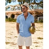 image:imageCOOFANDY Mens Button Down Short Sleeve Shirt Casual Beach Shirt Summer Vacation Textured ShirtsSky Blue