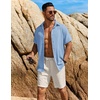 image:imageCOOFANDY Mens Button Down Short Sleeve Shirt Casual Beach Shirt Summer Vacation Textured ShirtsSky Blue
