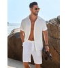 image:imageCOOFANDY Mens Button Down Short Sleeve Shirt Casual Beach Shirt Summer Vacation Textured ShirtsWhite