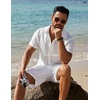 image:imageCOOFANDY Mens Button Down Short Sleeve Shirt Casual Beach Shirt Summer Vacation Textured ShirtsWhite