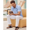 image:imageCOOFANDY Mens Button Down Short Sleeve Shirt Casual Shirts Summer Beach Textured Shirts with Pocket01light Blue