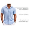 image:imageCOOFANDY Mens Button Down Short Sleeve Shirt Casual Shirts Summer Beach Textured Shirts with Pocket01light Blue