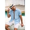 image:imageCOOFANDY Mens Button Down Short Sleeve Shirt Casual Shirts Summer Beach Textured Shirts with PocketBeau Blue