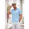image:imageCOOFANDY Mens Button Down Short Sleeve Shirt Casual Shirts Summer Beach Textured Shirts with PocketBeau Blue