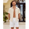 image:imageCOOFANDY Mens Button Down Short Sleeve Shirt Casual Shirts Summer Beach Textured Shirts with PocketBeige