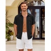 image:imageCOOFANDY Mens Button Down Short Sleeve Shirt Casual Shirts Summer Beach Textured Shirts with PocketBlack