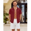 image:imageCOOFANDY Mens Button Down Short Sleeve Shirt Casual Shirts Summer Beach Textured Shirts with PocketBurgundy