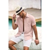 image:imageCOOFANDY Mens Button Down Short Sleeve Shirt Casual Shirts Summer Beach Textured Shirts with PocketChampagne Pink