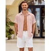image:imageCOOFANDY Mens Button Down Short Sleeve Shirt Casual Shirts Summer Beach Textured Shirts with PocketChampagne Pink