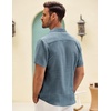 image:imageCOOFANDY Mens Button Down Short Sleeve Shirt Casual Shirts Summer Beach Textured Shirts with PocketDark Blue