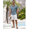 image:imageCOOFANDY Mens Button Down Short Sleeve Shirt Casual Shirts Summer Beach Textured Shirts with PocketDark Blue
