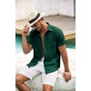 image:imageCOOFANDY Mens Button Down Short Sleeve Shirt Casual Shirts Summer Beach Textured Shirts with PocketDark Green