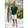 image:imageCOOFANDY Mens Button Down Short Sleeve Shirt Casual Shirts Summer Beach Textured Shirts with PocketDark Green