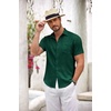 image:imageCOOFANDY Mens Button Down Short Sleeve Shirt Casual Shirts Summer Beach Textured Shirts with PocketDark Green