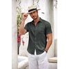 image:imageCOOFANDY Mens Button Down Short Sleeve Shirt Casual Shirts Summer Beach Textured Shirts with PocketDark Grey