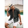 image:imageCOOFANDY Mens Button Down Short Sleeve Shirt Casual Shirts Summer Beach Textured Shirts with PocketDark Grey