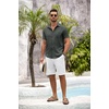 image:imageCOOFANDY Mens Button Down Short Sleeve Shirt Casual Shirts Summer Beach Textured Shirts with PocketDark Grey