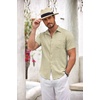 image:imageCOOFANDY Mens Button Down Short Sleeve Shirt Casual Shirts Summer Beach Textured Shirts with PocketDark Khaki