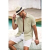 image:imageCOOFANDY Mens Button Down Short Sleeve Shirt Casual Shirts Summer Beach Textured Shirts with PocketDark Khaki