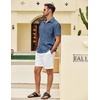 image:imageCOOFANDY Mens Button Down Short Sleeve Shirt Casual Shirts Summer Beach Textured Shirts with PocketDenim Blue