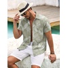 image:imageCOOFANDY Mens Button Down Short Sleeve Shirt Casual Shirts Summer Beach Textured Shirts with PocketGreenwhite Leaves